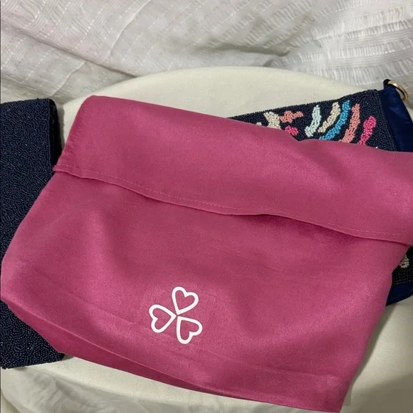 Beaded Navy Multi-Color Cutout Handle Shoulder Bag - Picture 6 of 6